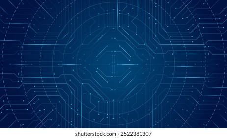 Placa de circuito em tecnologia moderna ou inteligência artificial AI. Vetor de aprendizado de máquina de computador editável