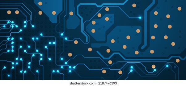 Circuit board. Motherboard. Blue technology background. 