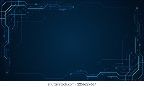 Circuit board. Motherboard. Blue technology background.  - Shutterstock ID 2256227667