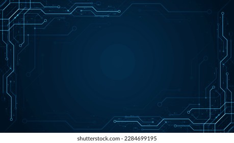 Circuit board. Motherboard. Blue technology background.