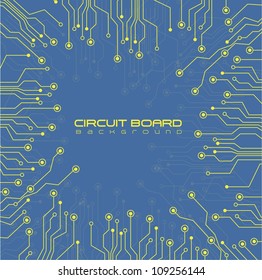 circuit board,  on blue background, vector illustration