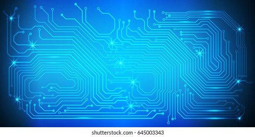 Circuit Board On Blue Sci Fi Abstract Design Vector Background