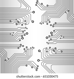 Circuit Board On Grayscale Tone Vector Background