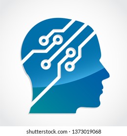 circuit board on human head symbol