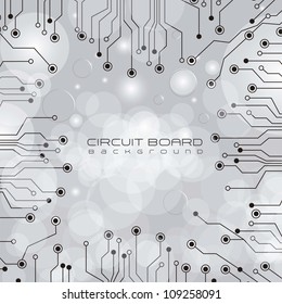 circuit board,  on lights and gray gradient background, vector illustration