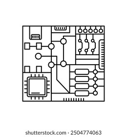Circuit Board Outline Icon, Vector illustration
