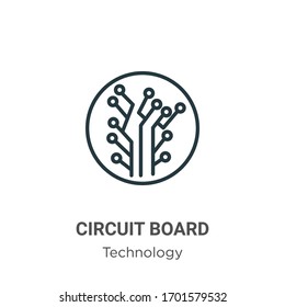 Circuit board outline vector icon. Thin line black circuit board icon, flat vector simple element illustration from editable technology concept isolated stroke on white background
