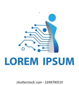 Circuit board as a part of abstract female figure, vector