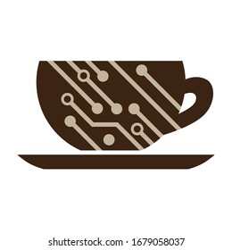 circuit board as a part of coffee cup, vector