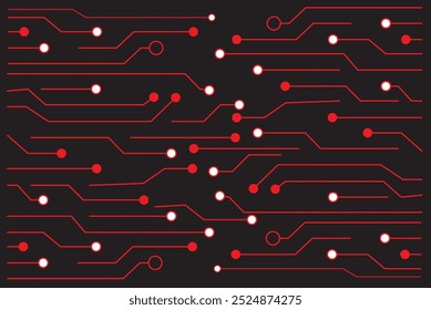 Caminhos da placa de circuito com conectores vermelhos