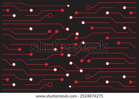 Circuit Board Pathways with Red Connectors