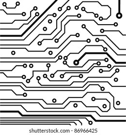 circuit board pattern black-and-white. vector illustration