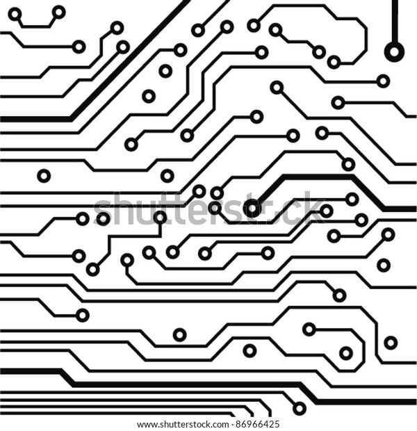 Circuit Board Pattern Blackandwhite Vector Illustration Stock Vector ...