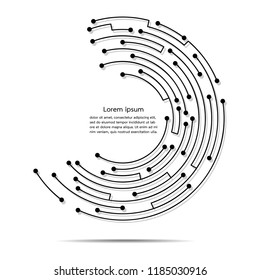 Circuit board pattern dots and lines for technology background. Vector illustration