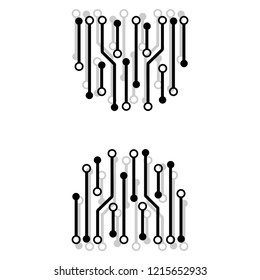 Circuit board pattern dots and lines for technology background. Vector illustration