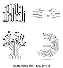 Circuit board pattern dots and lines for technology background. Vector illustration