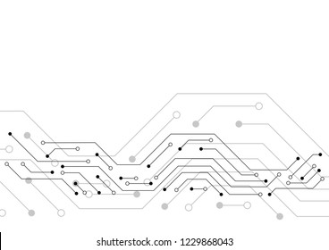 Circuit board pattern dots and lines for technology background. Vector illustration