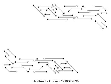 Circuit board pattern dots and lines for technology background. Vector illustration