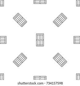 Circuit board pattern repeat seamless in black color for any design. Vector geometric illustration