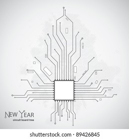 Circuit board pattern in the shape of the Christmas tree