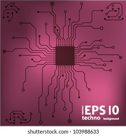 circuit board pattern in the shape of microprocessor. vector file