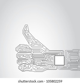 Circuit board pattern in the shape of thumb up