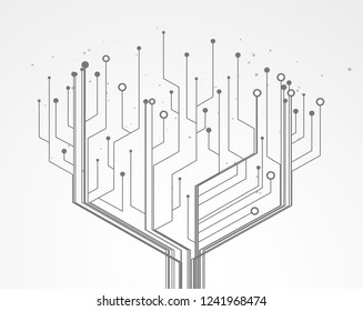 Circuit board pattern in the shape of the tree. Abstract high tech circuit board. Graphic concept for your design