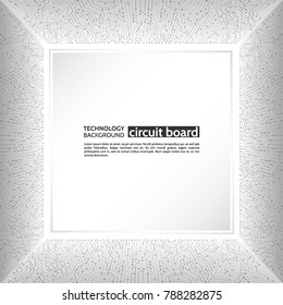 Circuit board in perspective. Abstract 3d electronic scheme on grey background