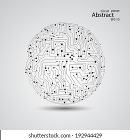 Circuit board planet eps 10, vector illustration