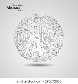 Circuit board planet eps 10, vector illustration