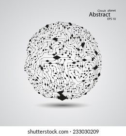 Circuit board planet eps 10, vector illustration