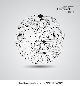 Circuit board planet eps 10, vector illustration