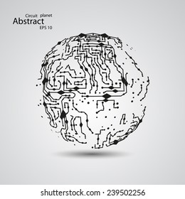 Circuit board planet eps 10, vector illustration