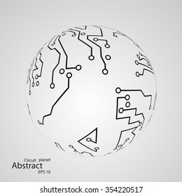 Circuit board planet eps 10, vector illustration