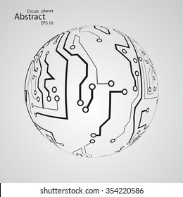 Circuit board planet eps 10, vector illustration