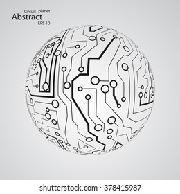 Circuit board planet eps 10, vector illustration