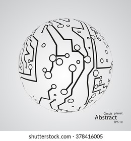 Circuit board planet eps 10, vector illustration