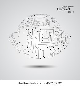 Circuit board planet eps 10, vector illustration