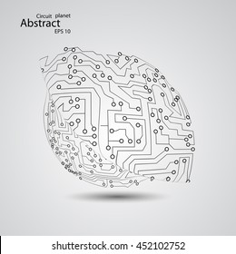 Circuit board planet eps 10, vector illustration