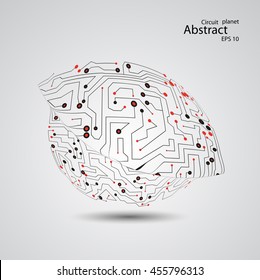 Circuit board planet eps 10, vector illustration