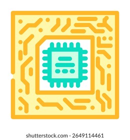 placa de circuito ícone de cor do computador quântico vetor. placa de circuito sinal do computador quântico. ilustração de símbolo isolado