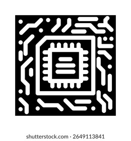 placa de circuito vetor de ícone de glifo do computador quântico. placa de circuito sinal de computador quântico. ilustração de símbolo isolado