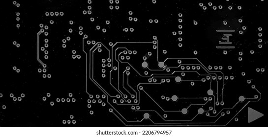 Circuit Board Realistic Vector Illustration. Black and White Background