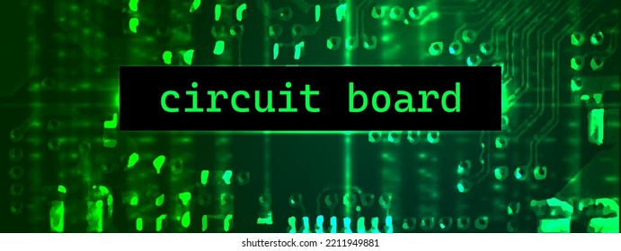 Circuit Board Realistic Vector Illustration. Black and Green Background