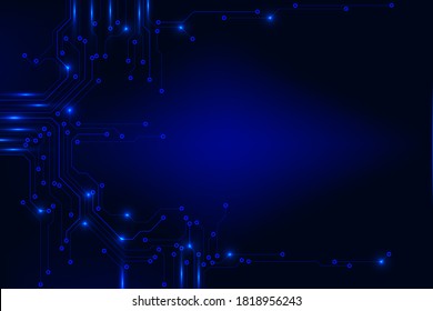 Circuit Board Sci fi Processing Futuristic Element Technology Background. Glow Blue Abstract PCB Trace Data Transfer Design Vector.