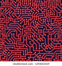 Circuit Board Seamless Pattern, Electricity component. Vector Wallpaper Background