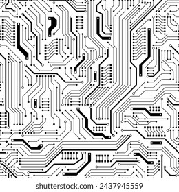 Nahtloses Leiterplattenmuster auf weißem Hintergrund isoliert.