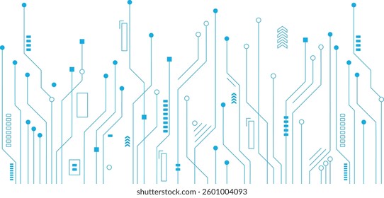 Circuit board seamless pattern isolated on white background.