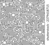Circuit board seamless pattern. Vector illustration. Abstract technology background