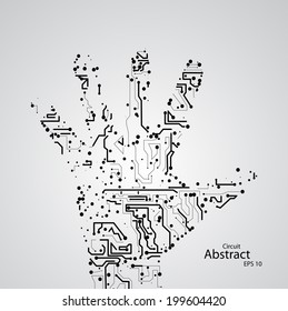 Circuit board shape of hand palm eps10, vector elegant illustration